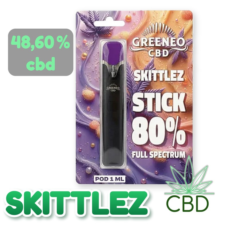 Pen Stick CBD Rechargeable Skittlez 80 % Full Spectrum – Batterie USB + Cartouche 1 ml – Greeneo