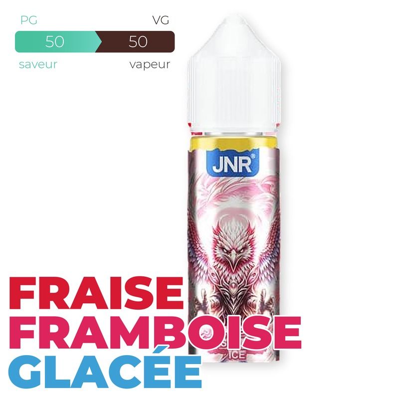 E-liquide JNR Strawberry Raspberry Ice 50 ml Sans Nicotine – Flacon 70 ml à Booster