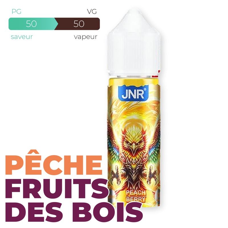 E-liquide JNR Peach Berry 50 ml Sans Nicotine – Flacon 70 ml à Booster