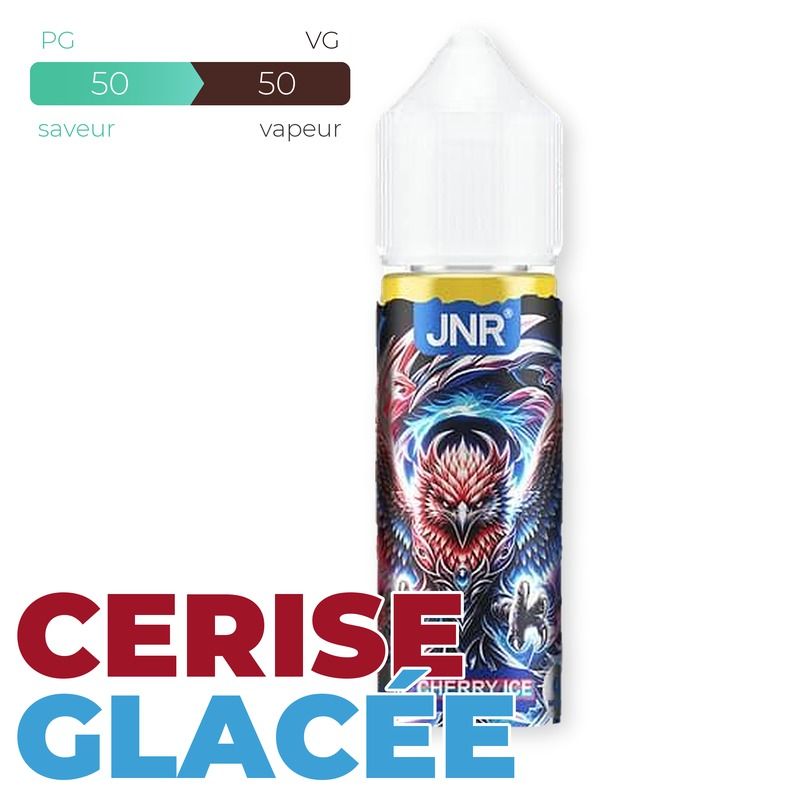E-liquide JNR Cherry Ice 50 ml Sans Nicotine – Flacon 70 ml à Booster