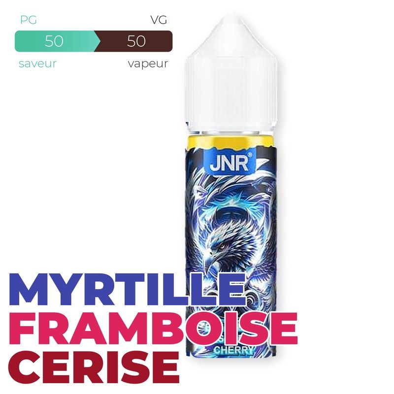 E-liquide JNR Blueberry Raspberry Cherry 50 ml Sans Nicotine – Flacon 70 ml à Booster