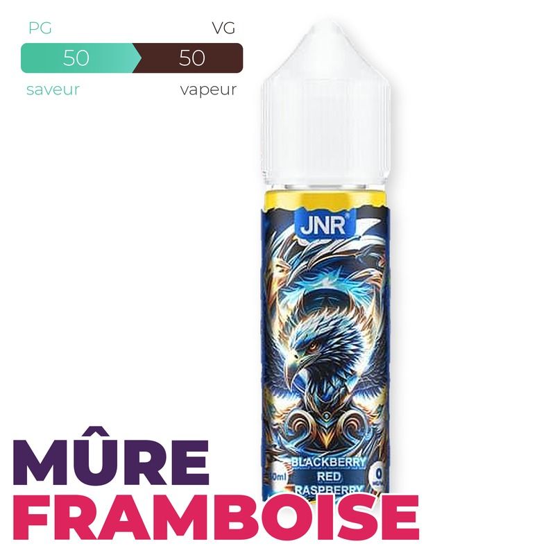 E-liquide JNR Blackberry Red Raspberry 50 ml Sans Nicotine – Flacon 70 ml à Booster