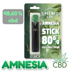 Pen Stick CBD Rechargeable Amnesia 80 % Full Spectrum – Batterie USB + Cartouche 1 ml – Greeneo