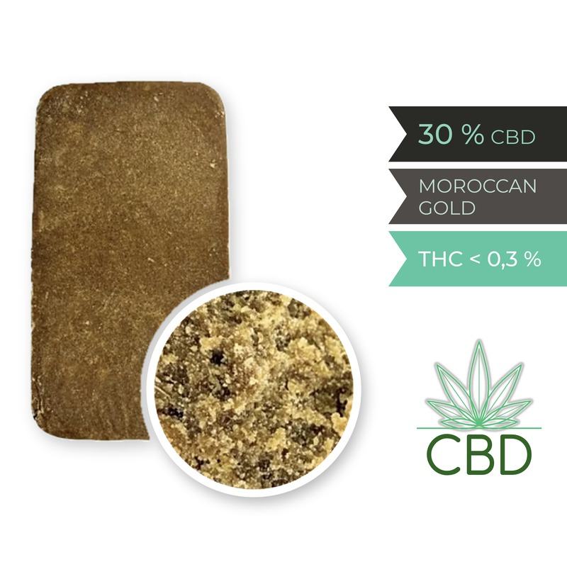 Résine CBD Moroccan Gold – 30 % CBD – texture sablée
