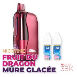 Puff  JNR Rechargeable Whale 38K – Kit + 2 E-liquides 10 ml 20 mg/ml
