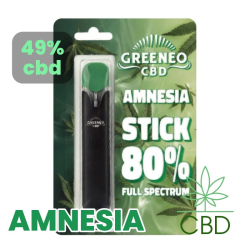 Pen Stick CBD Rechargeable Amnesia 80 % Full Spectrum – Batterie USB + Cartouche 1 ml – Greeneo